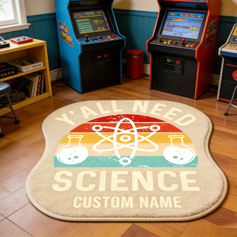 Personalized Science Graphic Rug Doormat Kids Nerd Bedroom Playroom Rug Gifts for Geek Lover