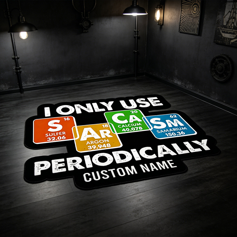 Personalized Periodically Element Graphic Rug Doormat Kids Nerd Bedroom Playroom Rug Gifts for Geek Lover