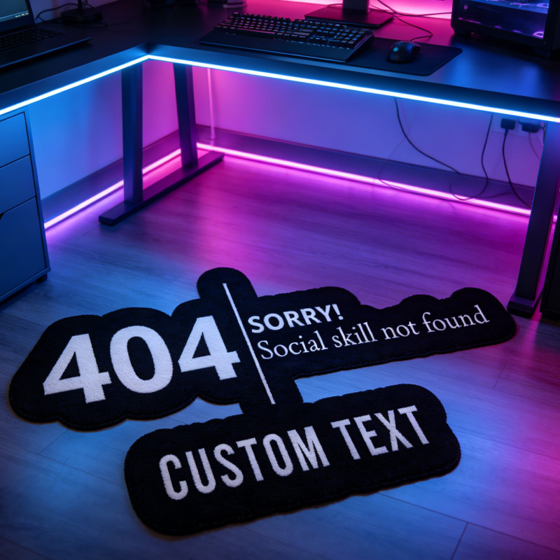 Personalized Funny Webpage Error Graphic Rug Doormat Kids Nerd Bedroom Playroom Rug Gifts for Geek Lover