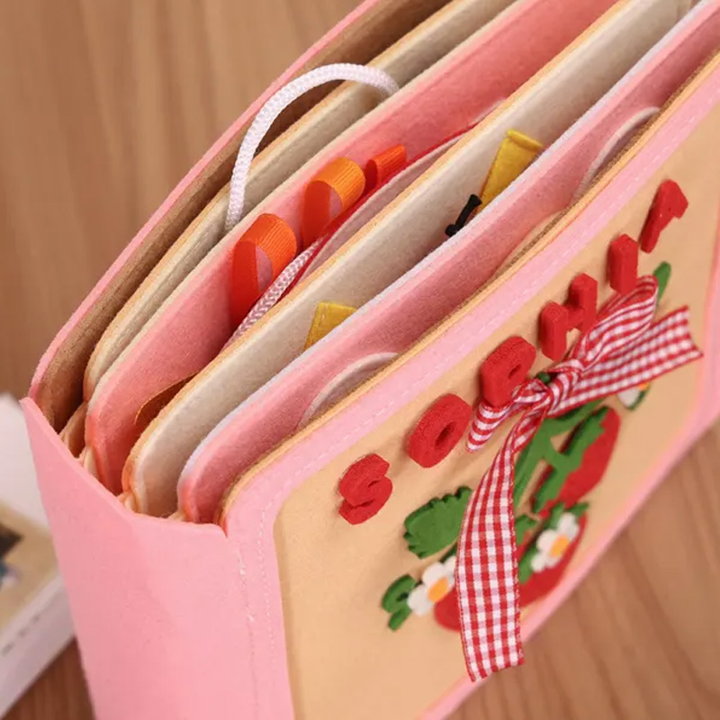 Personalized Cute Fruit Design Custom Name Montessori Sensory Learning Toy For Kids Handmade Felt Quiet Book