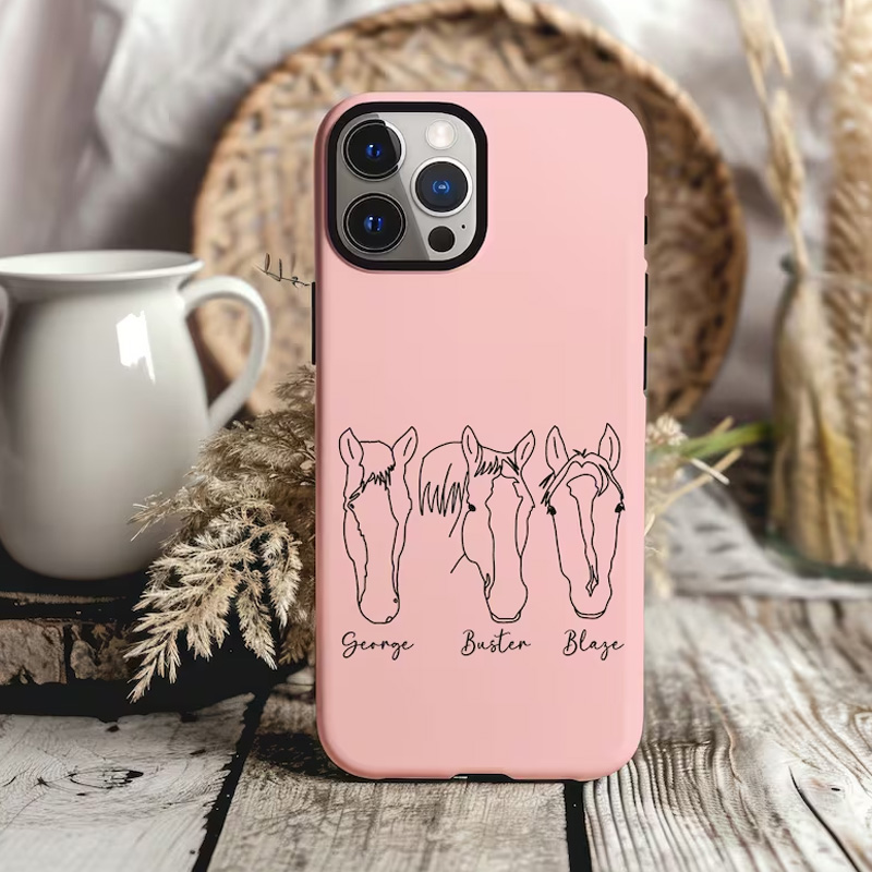 Personalized Horse Line Drawing Case Daily Use Birthday Gift for Riding Lovers Equestrian Lovers Unique Style Phone Cases
