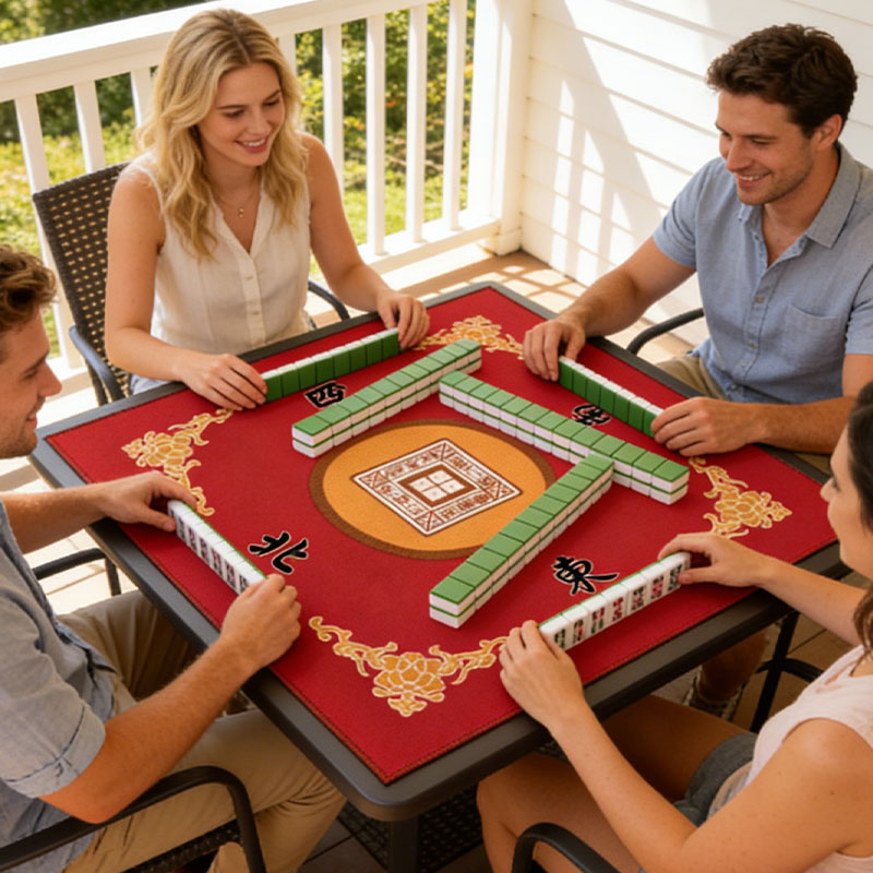 Table Cover for Mahjong Poker Card Games Board Games Tile Game and Dominoes 31.1 Inches Roll up Gaming Mat Synthetic Fiber Felt and Rubber Surface Travel Portable Playing