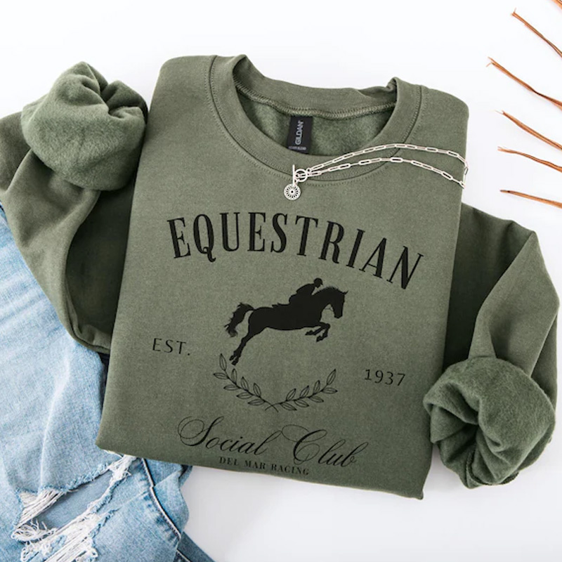 Personalized Equestrian Jump Social Club Sweatshirt Crewneck Shirt Horseback Horse Owner Gift for Riding Lovers