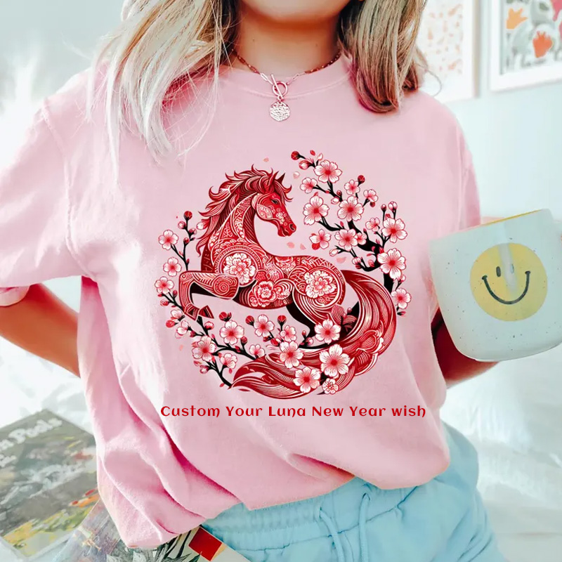Personalized Luna Horse New Year Zodiac Classic T-shirt for Women for Girls for Horse Lovers Riding Lovers Equestrian Lovers