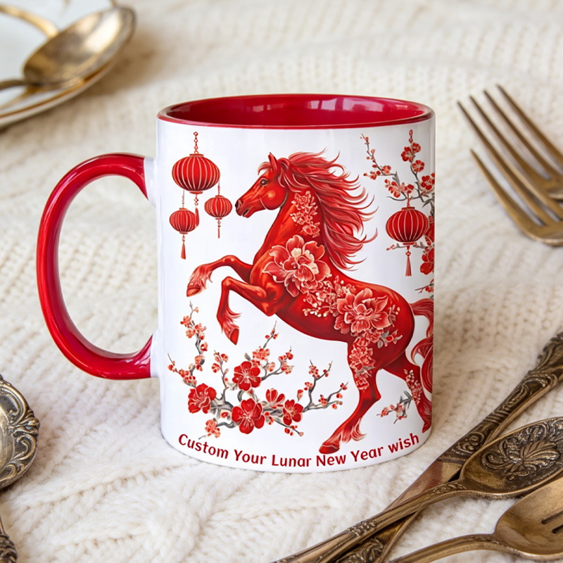 Personalized Lunar New Year Horse Zodiac Gift Mug for Equestrian Horse Riding Lovers