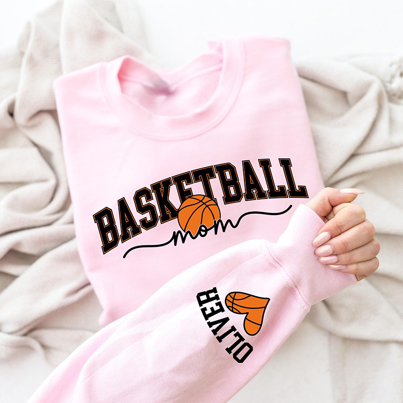 Personalized Basketball Mom Sweatshirt with Custom Name and Stylish Graphic Design