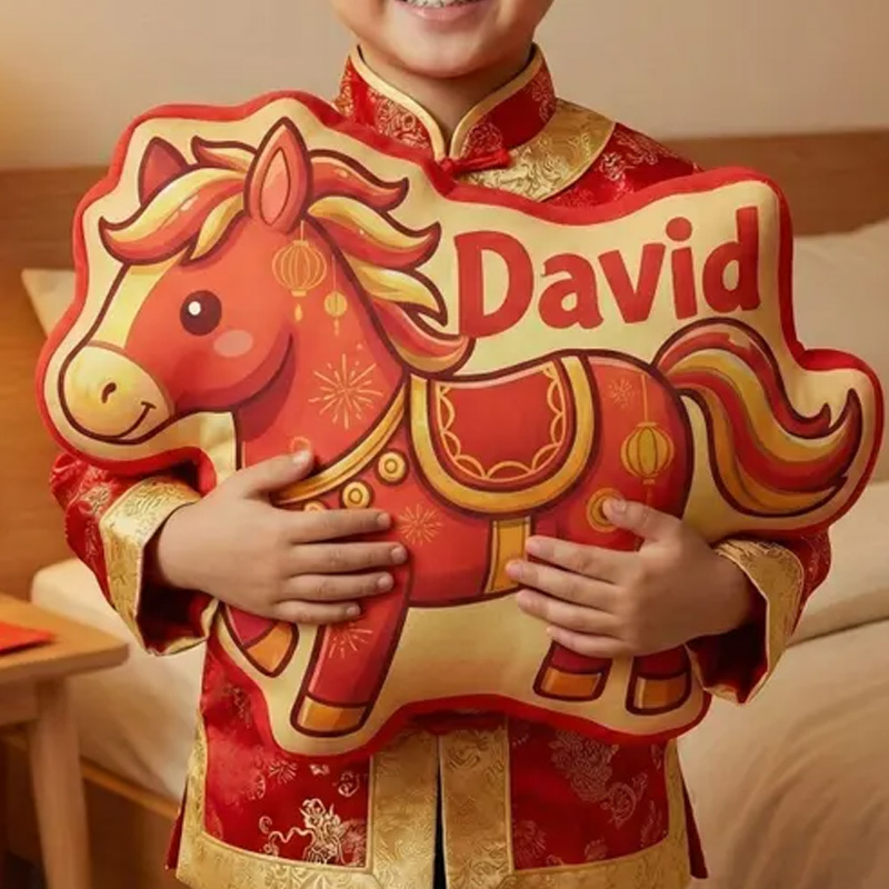 Personalized Chinese New Year Zodiac Plush Graphic 3D Print Gamer Pillow Comfortable Travel Cushion for Kids Girls Riding Lovers