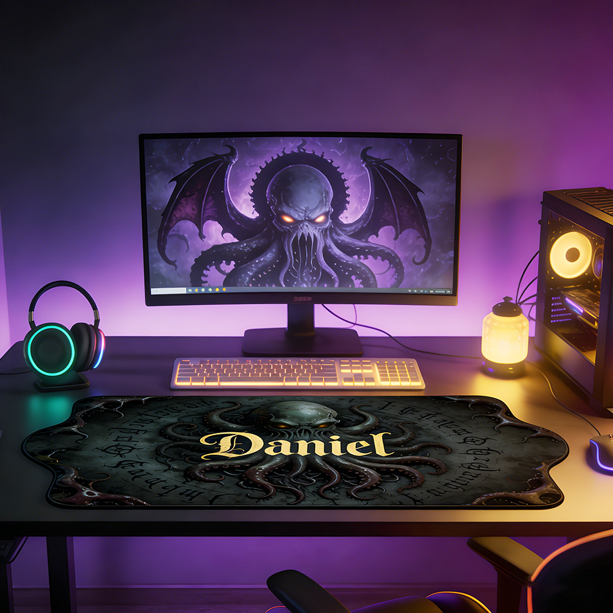 Personalized Custom Cthulhu Extended Irregular Mouse Pad Personalized Lovecraftian Desk Mat Cosmic Horror Tentacle Gamer Accessory