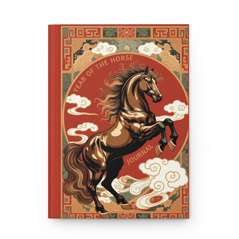 Personalized Chinese Zodiac Year Of The Horse Journal and Planner PU Leather Notebook Gift for Horse Lovers Riding Lovers Equestrian Lovers
