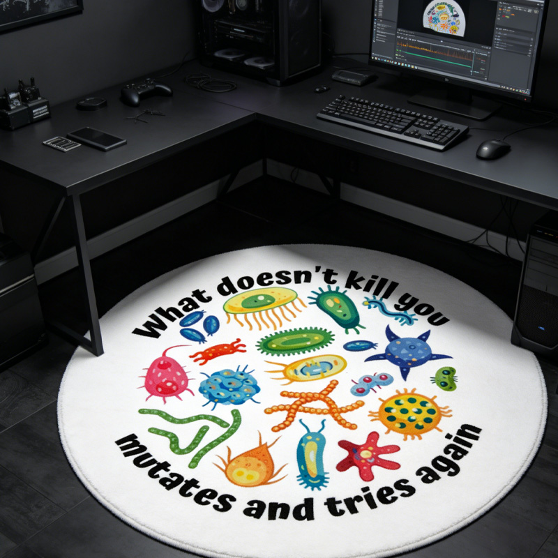 Personalized Nerdy Bacteria Theme Graphic Rug Doormat Kids Nerd Bedroom Playroom Rug Gifts for Geek Lover