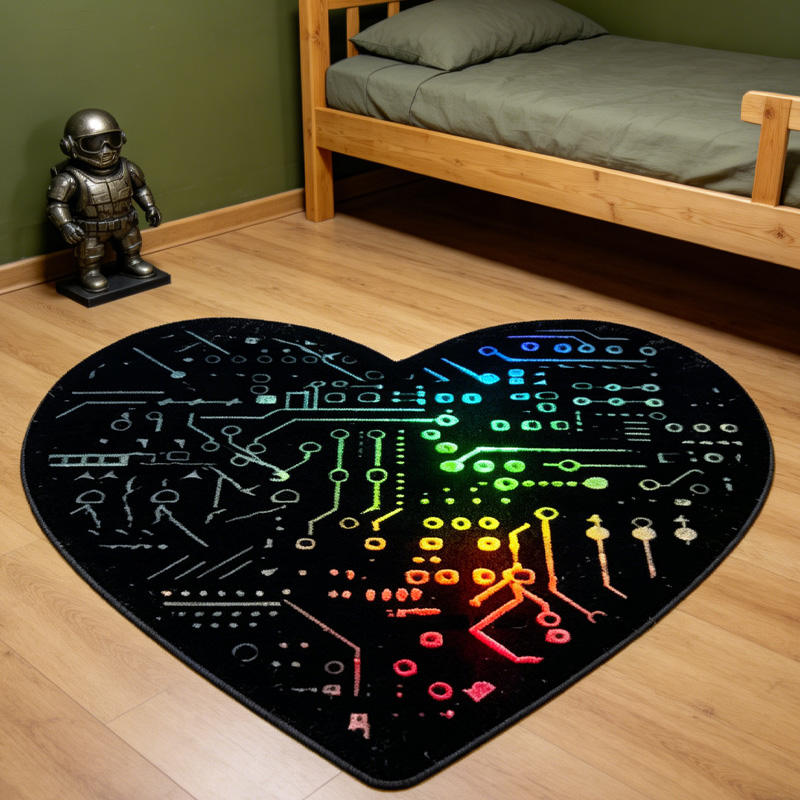 Personalized Punk Circuit Board Graphic Rug Doormat Kids Nerd Bedroom Playroom Rug Gifts for Geek Lover