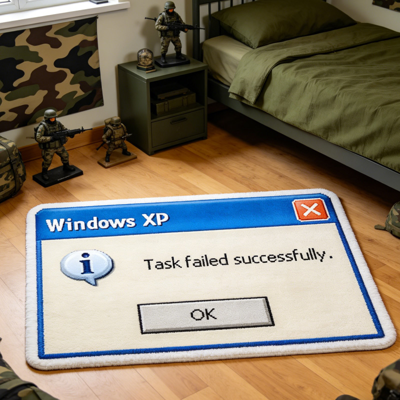 Personalized Error Pop Up Graphic Rug Doormat Kids Nerd Bedroom Playroom Rug Gifts for Geek Lover