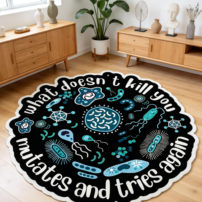 Personalized Nerdy Bacteria Theme Graphic Rug Doormat Kids Nerd Bedroom Playroom Rug Gifts for Geek Lover