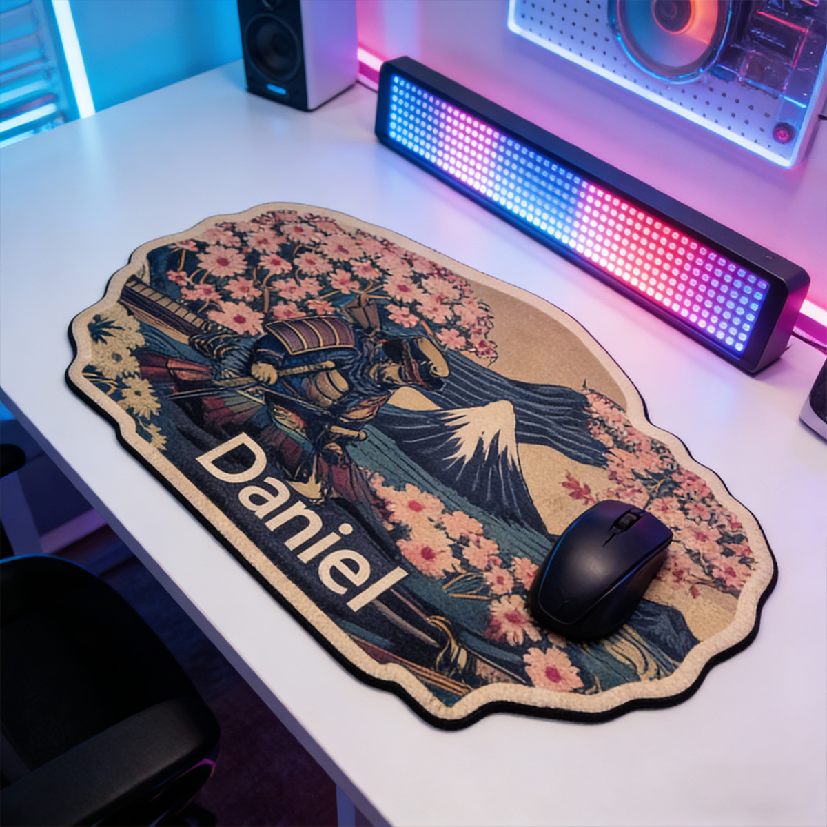 Personalized Custom Ukiyo-e Samurai Irregular Mouse Pad Personalized Great Wave Desk Mat Japanese Warrior Gamer Accessory