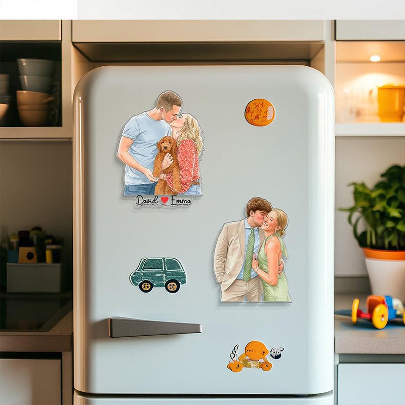 Personalized Photo Fridge Magnets Custom Portrait Watercolor Photo Magnet Picture Couples Magnet Valentine's Day Gift