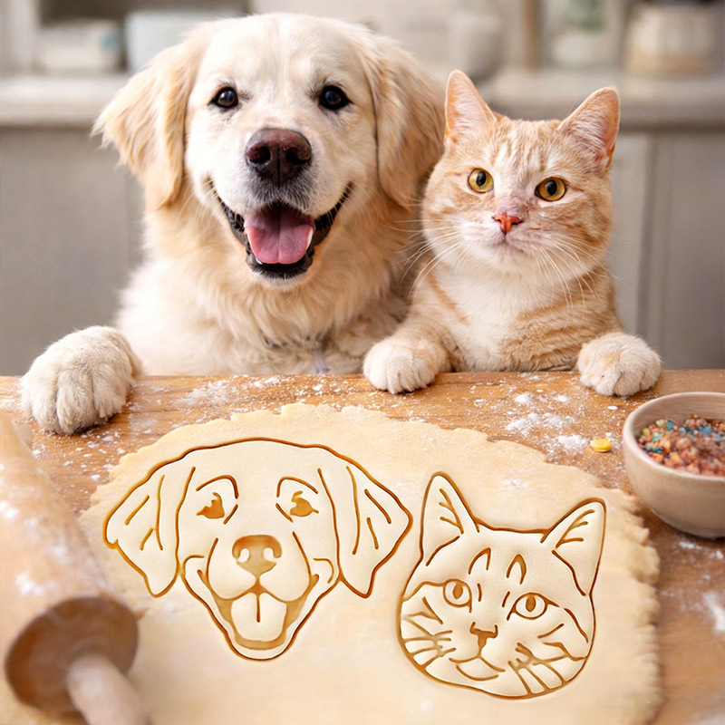 Personalized Pet Portrait Cookie Cutter Custom Dog Face Stamp Gift For Baking Lovers