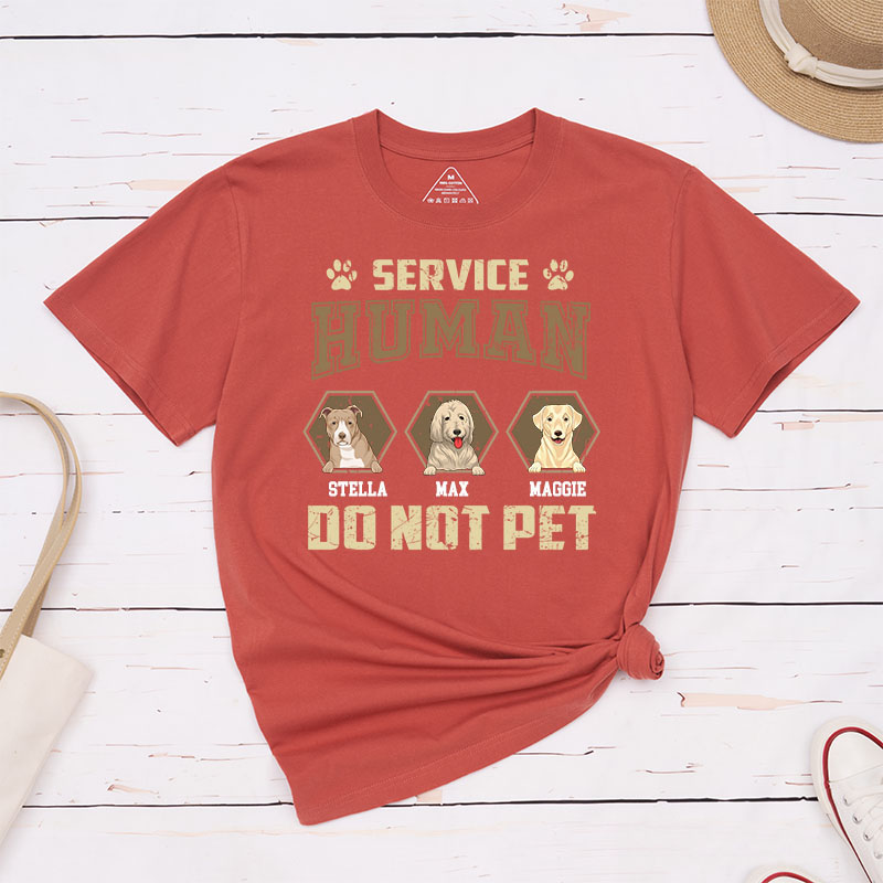 Personalized Dog Lover Retro Hexagon Service Human do Not Pet T-Shirt