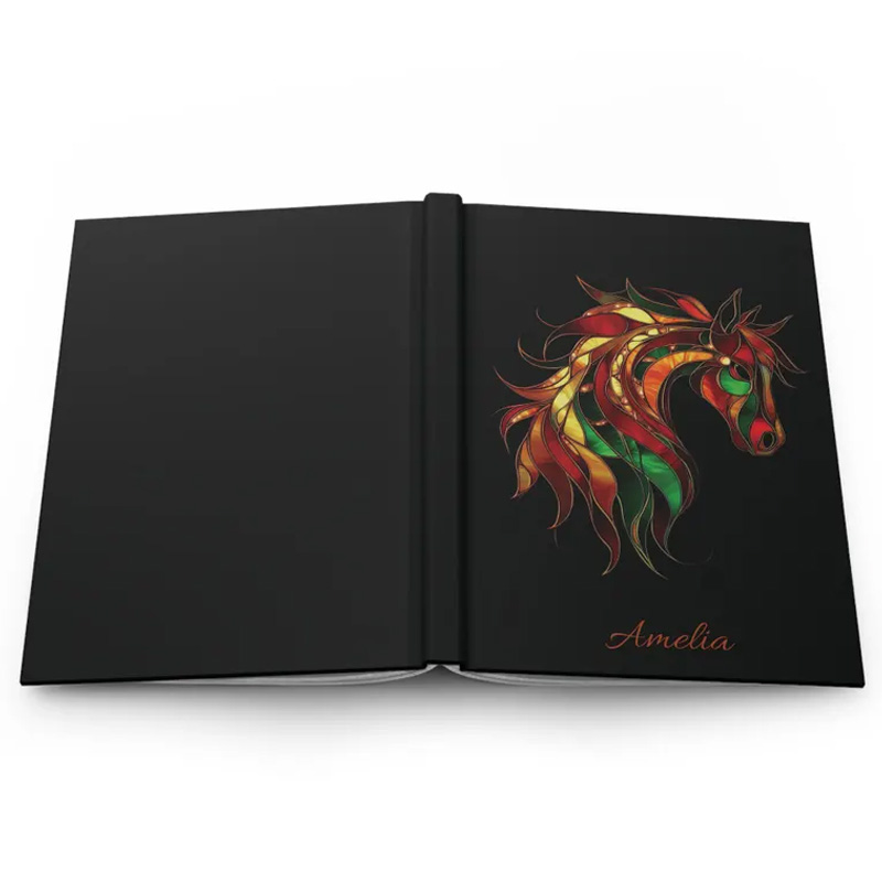 Personalized Fire Horse Abstract Zodiac Journal and Planner PU Leather Notebook Gift for Horse Lovers Riding Lovers Equestrian Lovers