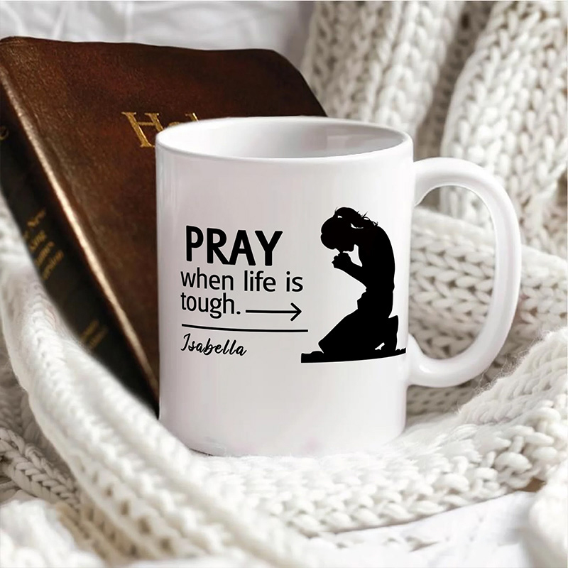Personalized Prayer Ceramic Coffee Mug with Name Daily Use Home Decor Christening Baptism Gift for Christian