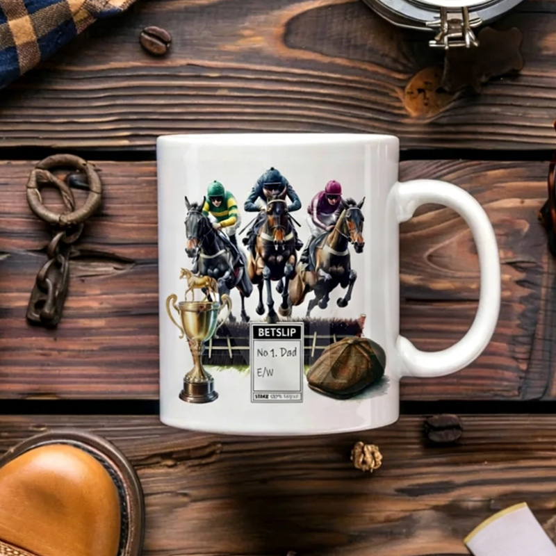 Personalized Horse Racing Mug French Countryside Coffee Cup Ceramic Mug Gift for Riding Lovers Equestrian Lovers