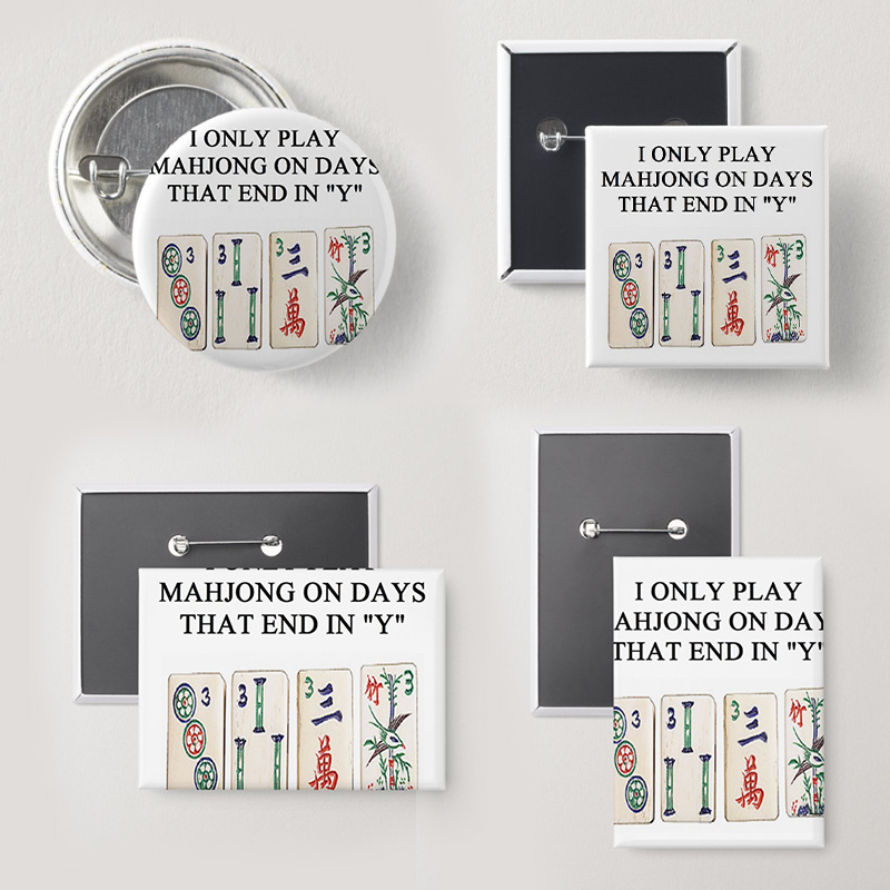 A Funny Mahjong Design Button Pin Buttons