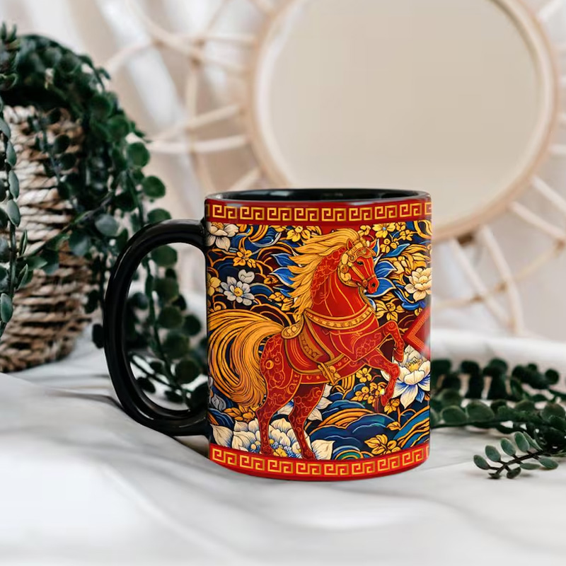 Personalized Year of the Horse Chinese Zodiac Gift Mug for Equestrian Horse Riding Lovers