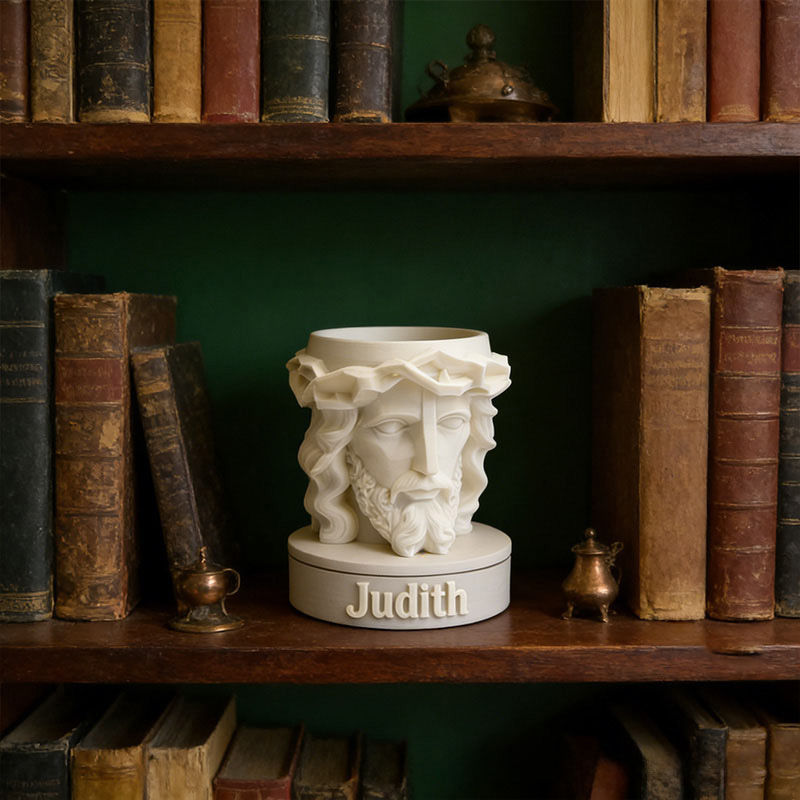 Personalized 3D Printed Jesus Crown of Thorns Christ Planter with Custom Name Can Also be Used as Pen Holder or Desk Organizer Religious Gift