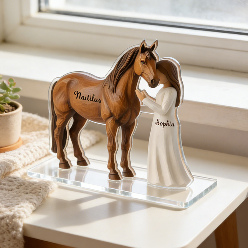 Personalized Equestrian Horse and Girl Acrylic Stand Custom Gift for Riding Lovers