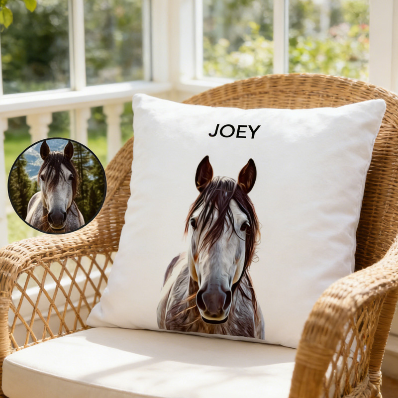 Personalized Throw Pillow From Horse Photo Gift for Riding Lovers Equestrian Lovers