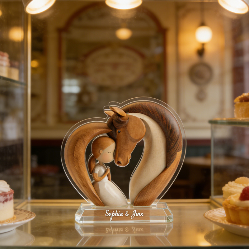 Personalized Equestrian Girl Horse Lover Sculpture Acrylic Stand Custom Gift for Riding Lovers