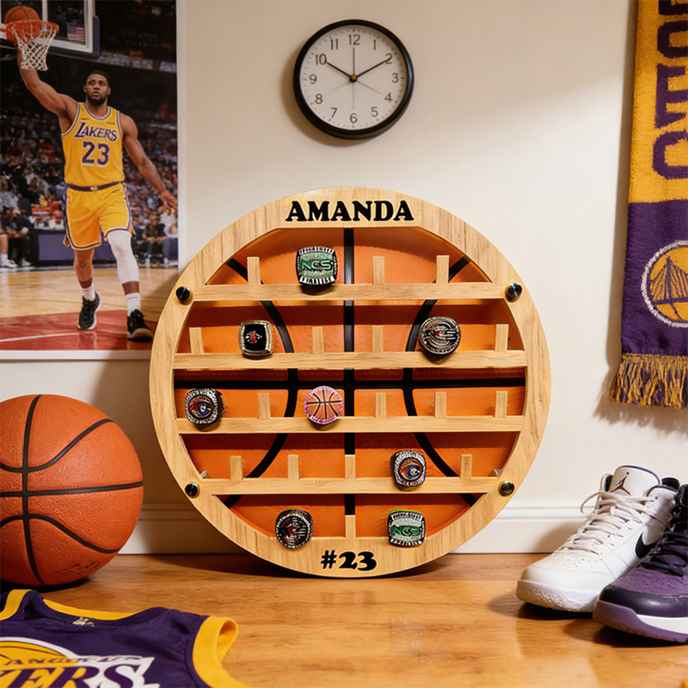 Personalized Basketball Style Ring Holder Custom Name Number Perfect Gift for Basketball Player