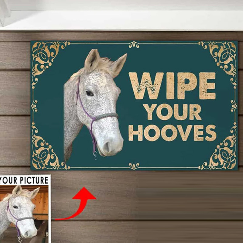 Personalized Funny Horse Gifts Doormat Custom Photo Home Decor Doormat for Family for Riding Lovers Equestrian Lovers