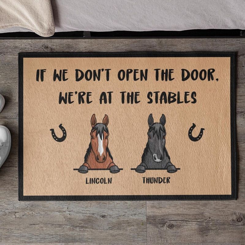 Personalized Horse Welcome Door Mat Custom Photo Home Decor Doormat for Family for Riding Lovers Equestrian Lovers