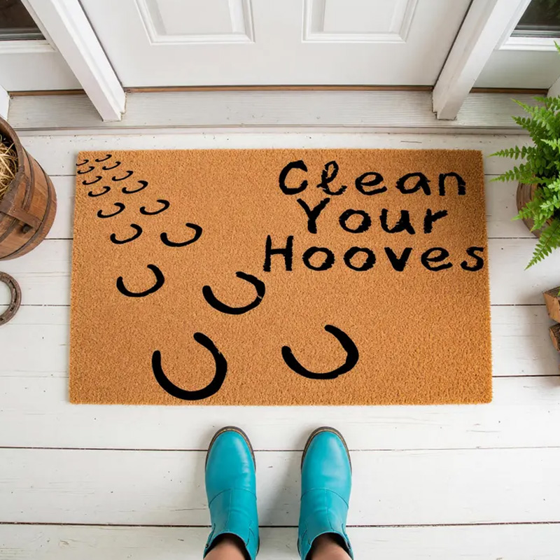 Personalized Funny Horse Wipe Your Hooves Welcome Doormat Custom Photo Gifts Doormat for Family Riding Lovers Equestrian Lovers