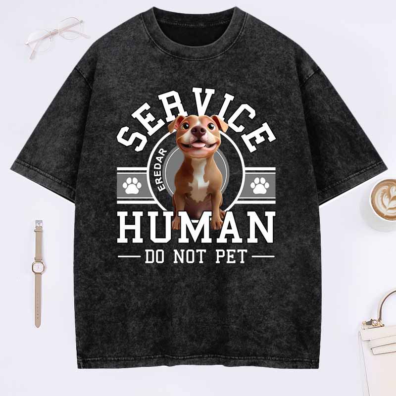 Personalized Dog Lover Service Human Cartoon Washed T-Shirt