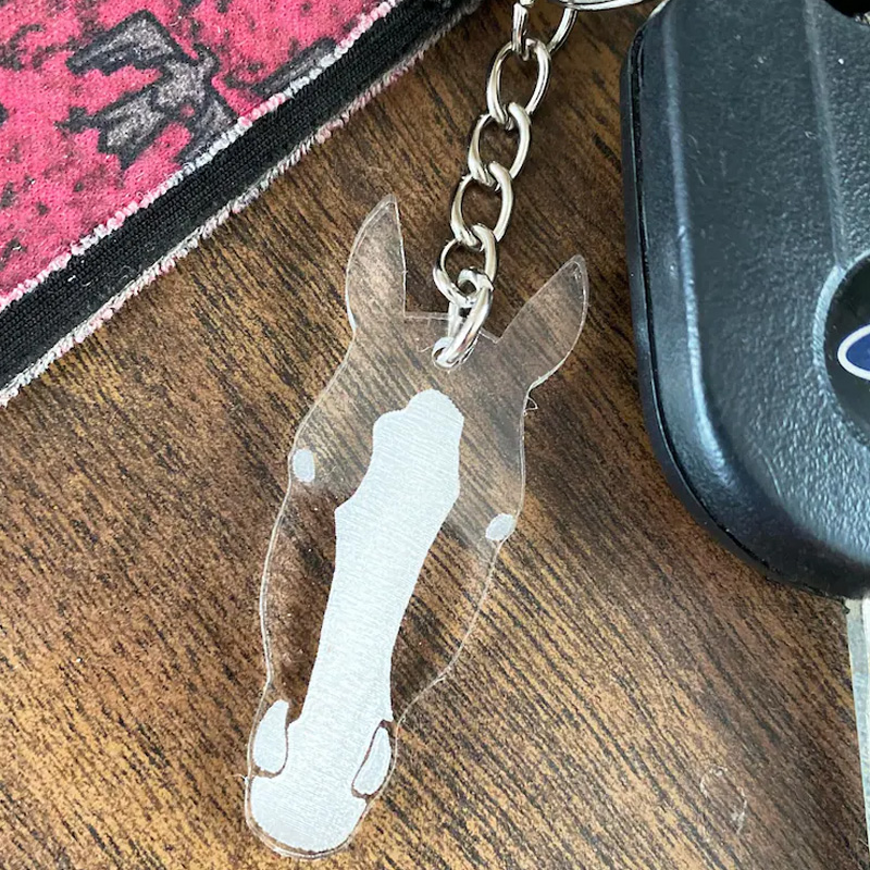 Personalized Horse Face Facial Marking Keepsake Keychain Acrylic Tassel Keyring keychain Gift for Equestrian Riding Lovers