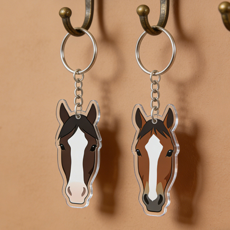 Personalized Horse Face Facial Marking Keepsake Keychain Acrylic Tassel Keyring keychain Gift for Equestrian Riding Lovers
