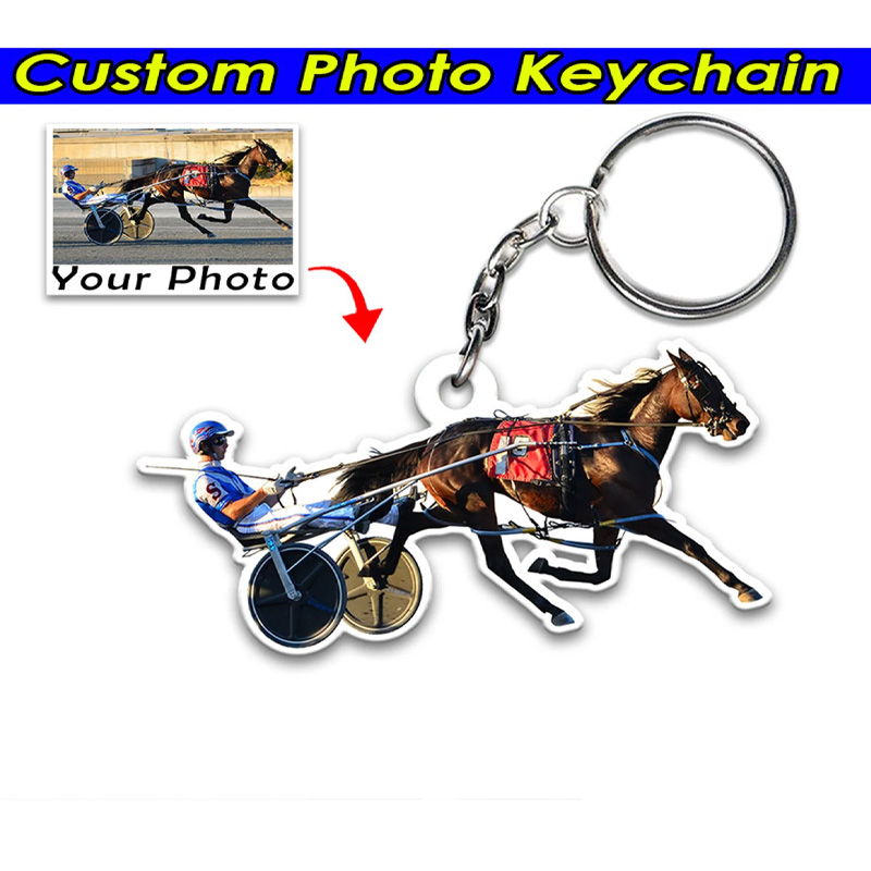 Personalized  Horse Racing Keychain Acrylic Tassel Keyring keychain Gift for Equestrian Riding Lovers