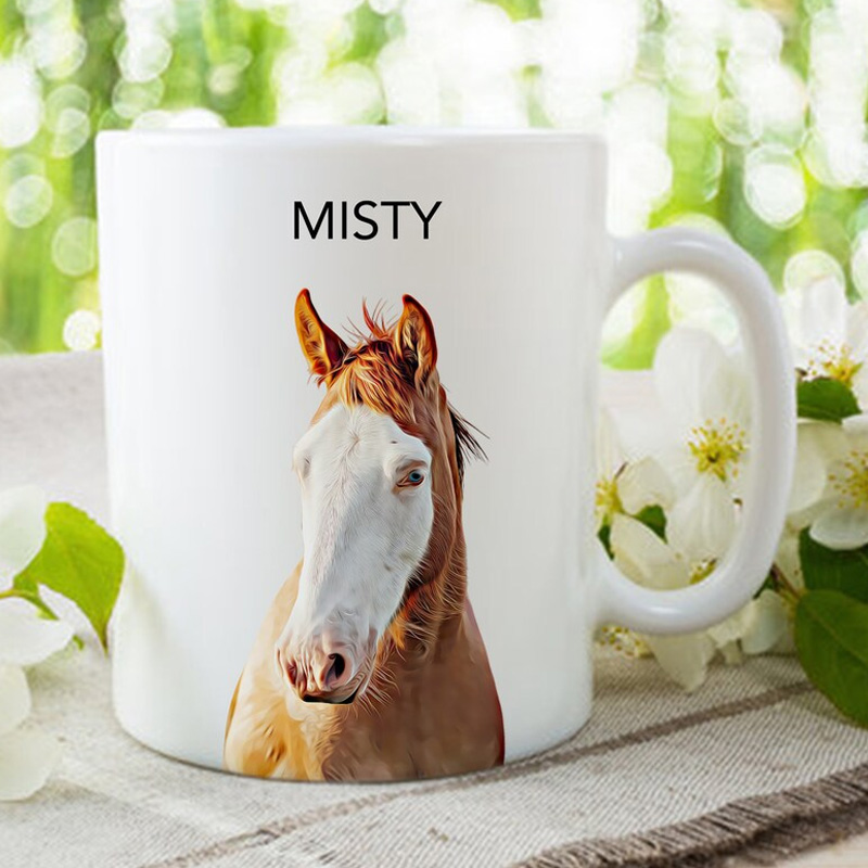 Personalized Horse Photo Portrait Ceramic Mug Gift for Riding Lovers Equestrian Lovers