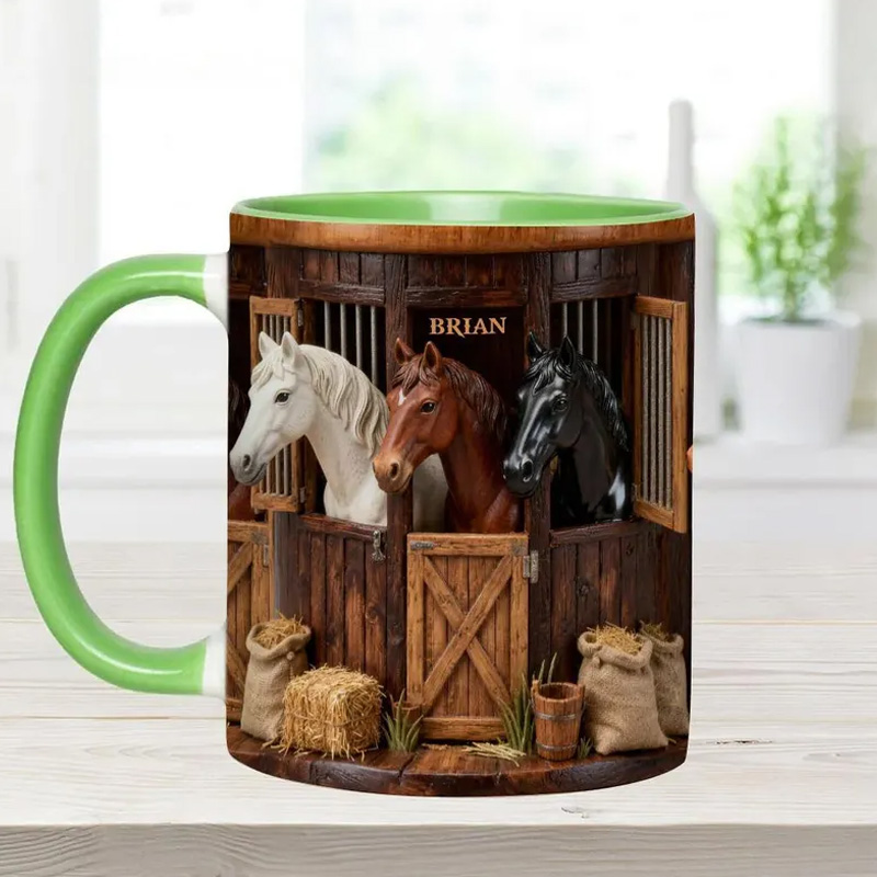 Personalized Horse Farm Accent Cup Gift Mug for Equestrian Horse Riding Lovers