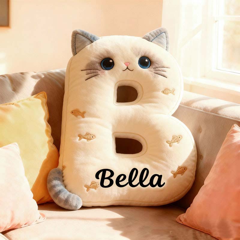 Personalized Cat Lover Letter Pillow with Custom Name Pillow Graphic 3D Print