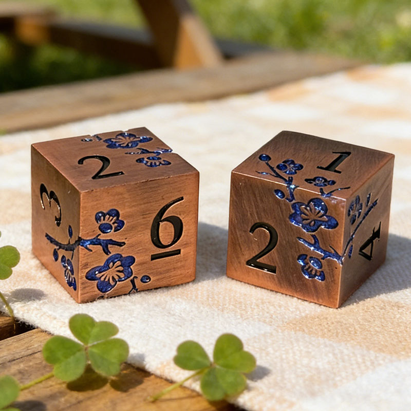 Mahjong Metal Dice Set of 2 RoseGold and White 3 Colors to Choose from Solid Metal Dice