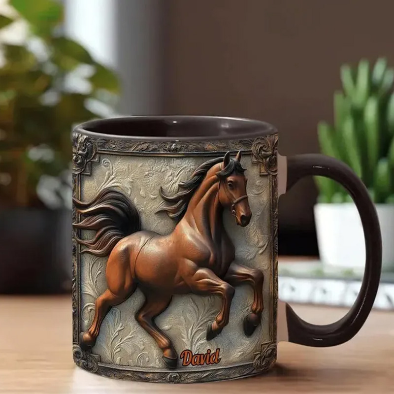 Personalized Cool Horse Custom Accent Mug Inflated Equestrian Coffee Mug for Horses Rider Equine Lover Riding Lovers