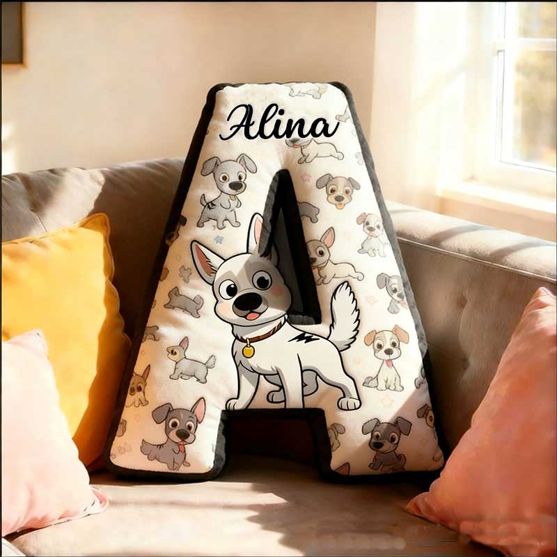 Personalized Dog Lover Letter Pillow with Custom Name Design Graphic 3D Print