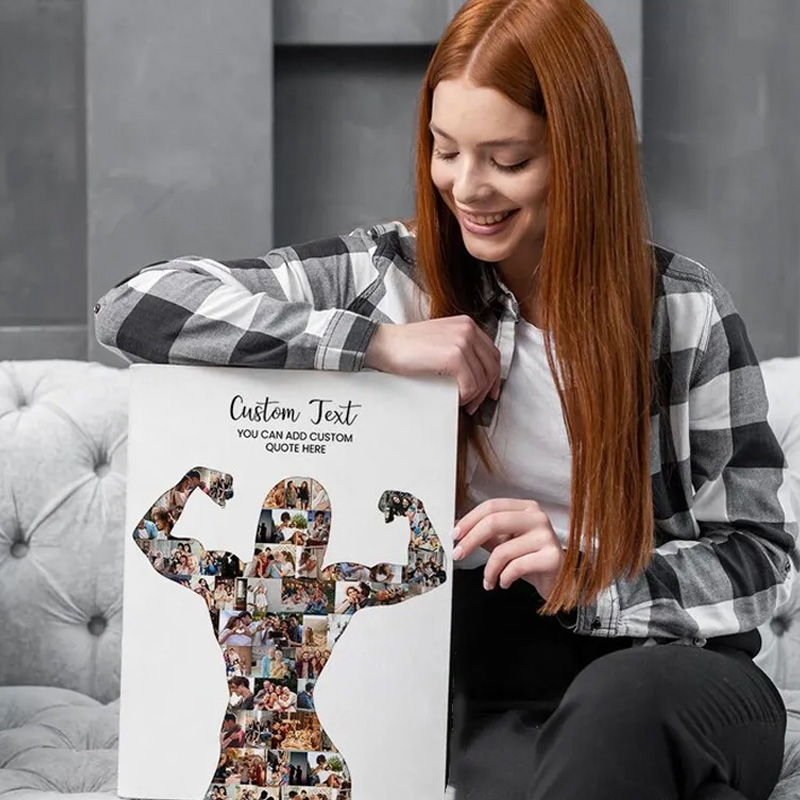 Personalized Female Body Builder Gift Woman Bodybuilder Photo Collage Bodybuilding Coach Gift for Gym Lover