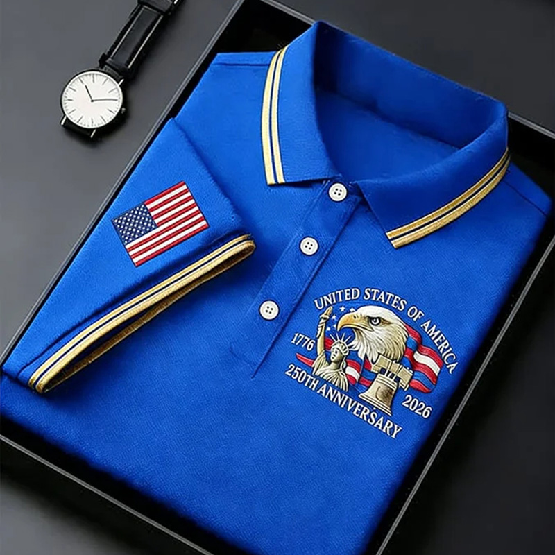 Personalized Men's Retro 250th Anniversary of the United States Independence Day Cross Print Polo Shirt