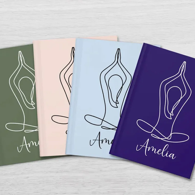 Personalized Leather Cover Notebook Daily Yoga Journal Instructor Custom Wellness Notebook Luxury Hardback Wellness Journal Notebook Gift for Yoga Lover 