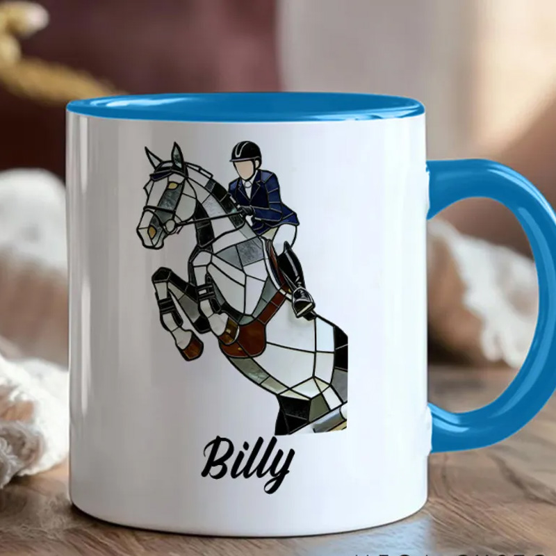Personalized Photo Equestrian Mug Riding Horse Coffee Gift for Riding Lovers Equestrian Lovers