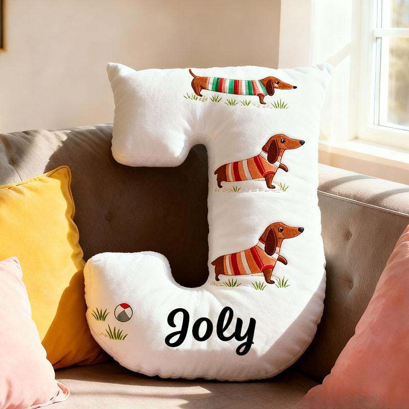 Personalized Dog Lover Dachshund Letter Pillow with Custom Name Pillow