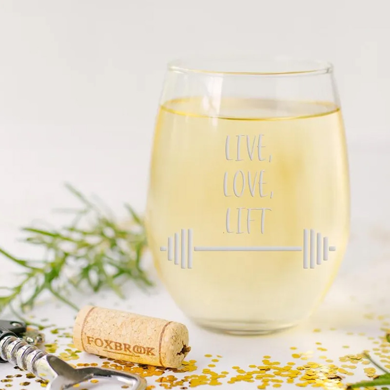 Personalized Barbell Stemless Wine Glasses Whiskey Wine Beer Glassware Gift Fitness Gift for Gym Lover